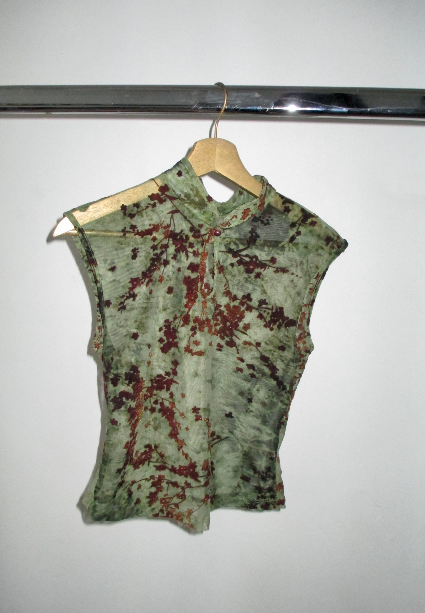 Vintage Sheer China Top with abstract Print