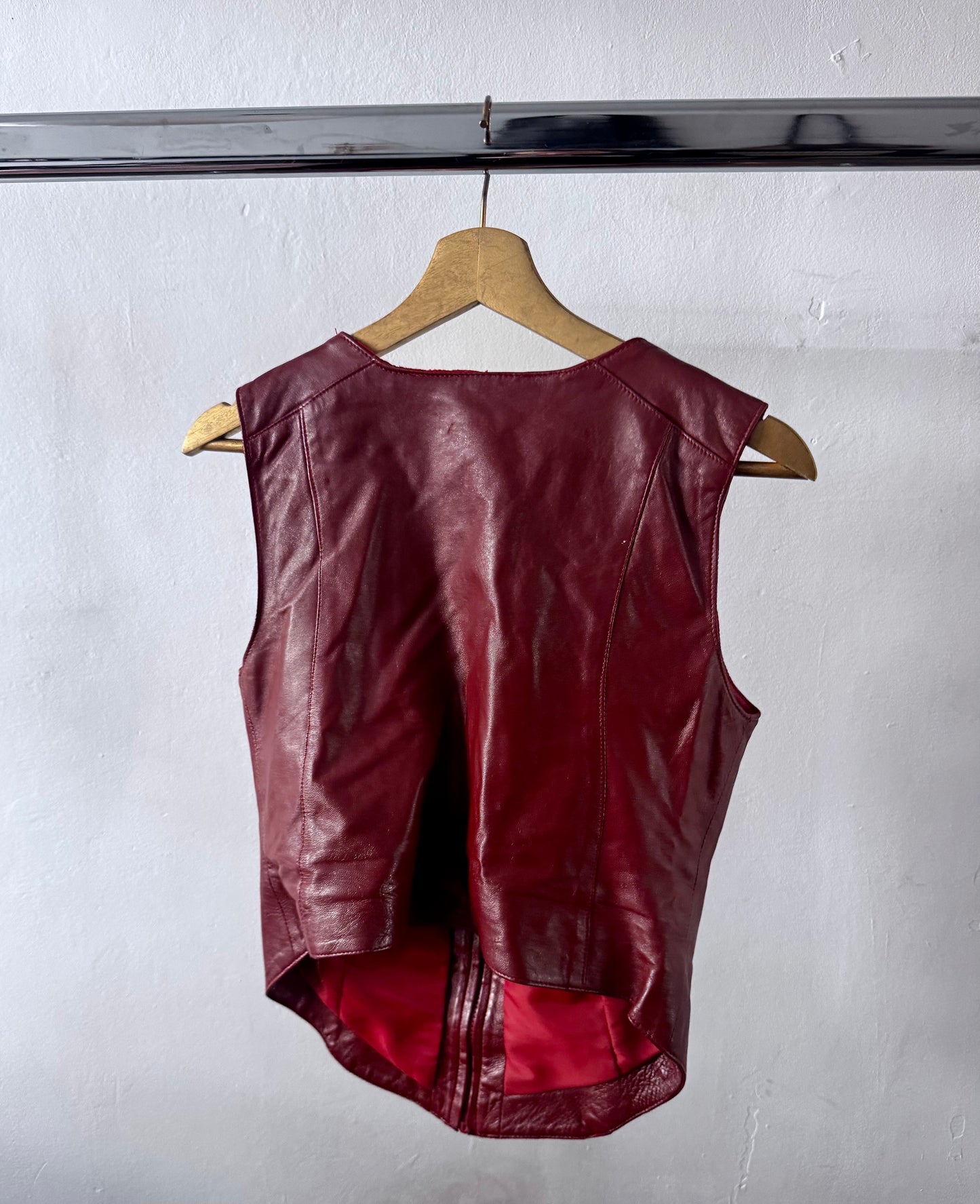 Red Leather Top Vintage Gilet