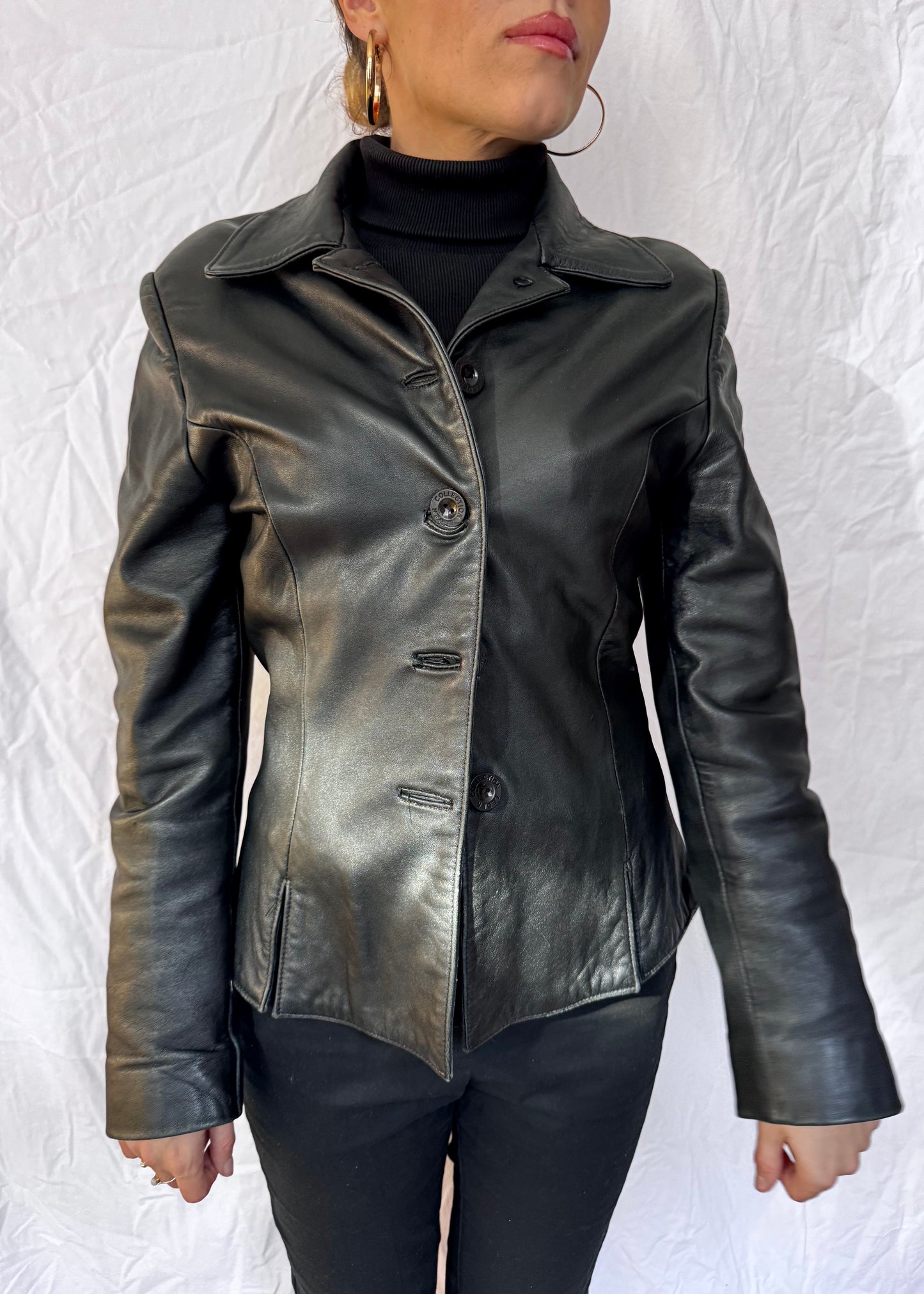 fitted black blazer tailored jacket vintage close up