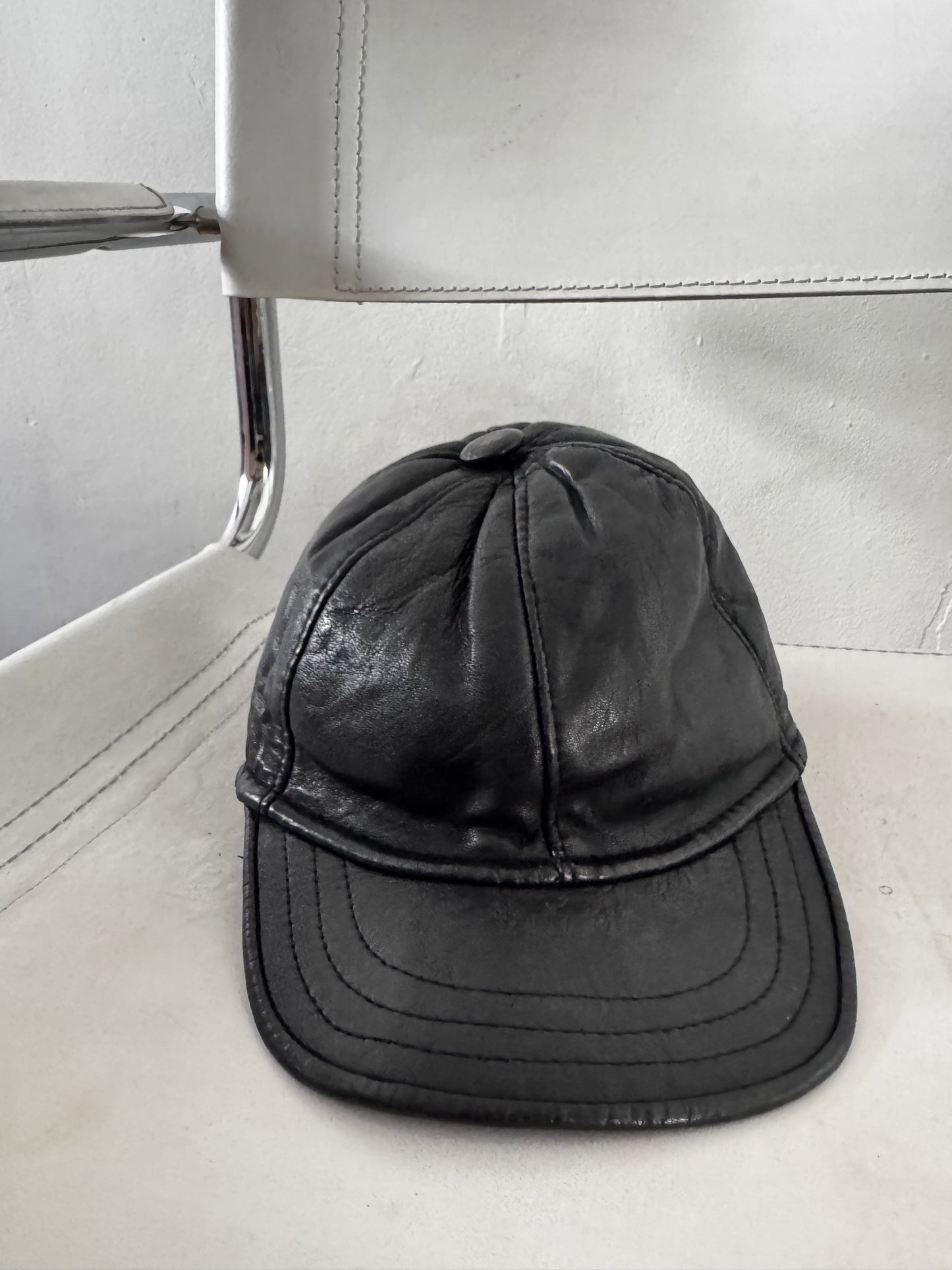 leather vintage cap close up iphone