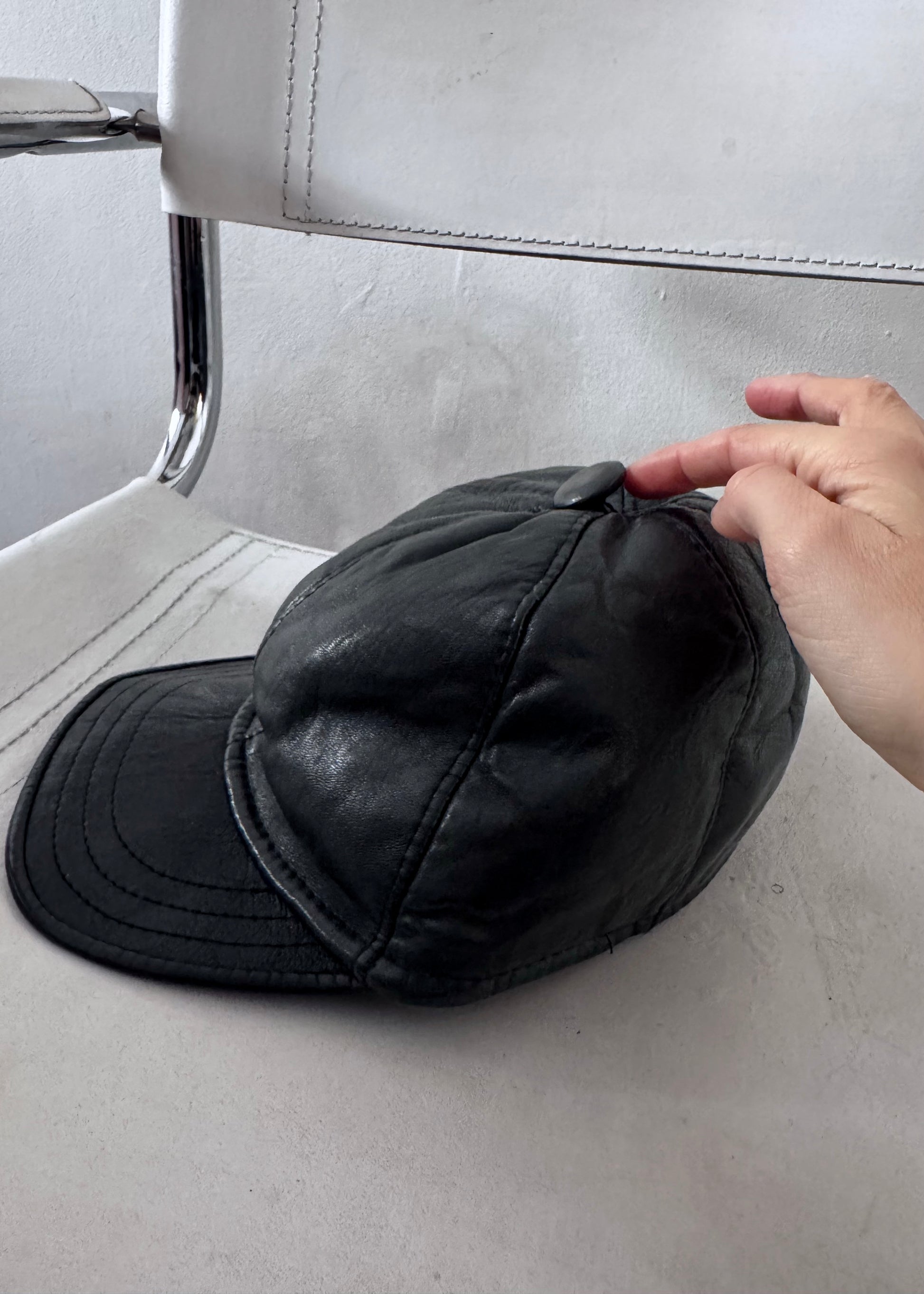leather vintage cap close up iphone side
